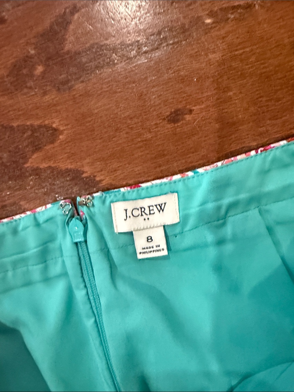 J Crew Factory turquoise/pink floral pencil skirt, size 8 - Picture 4 of 6